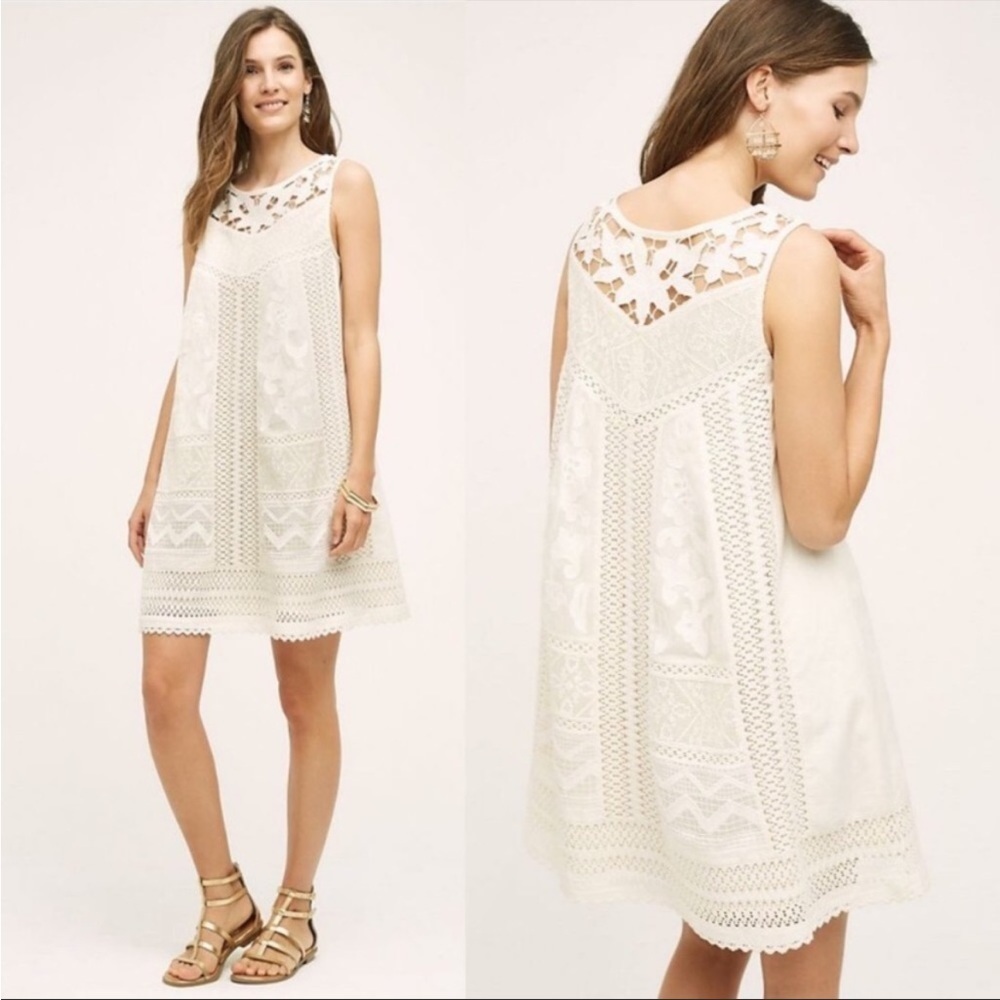 ANTHROPOLOGIE Vanessa Virginia Cottonwood Swing Lace Crochet Dress Size 4